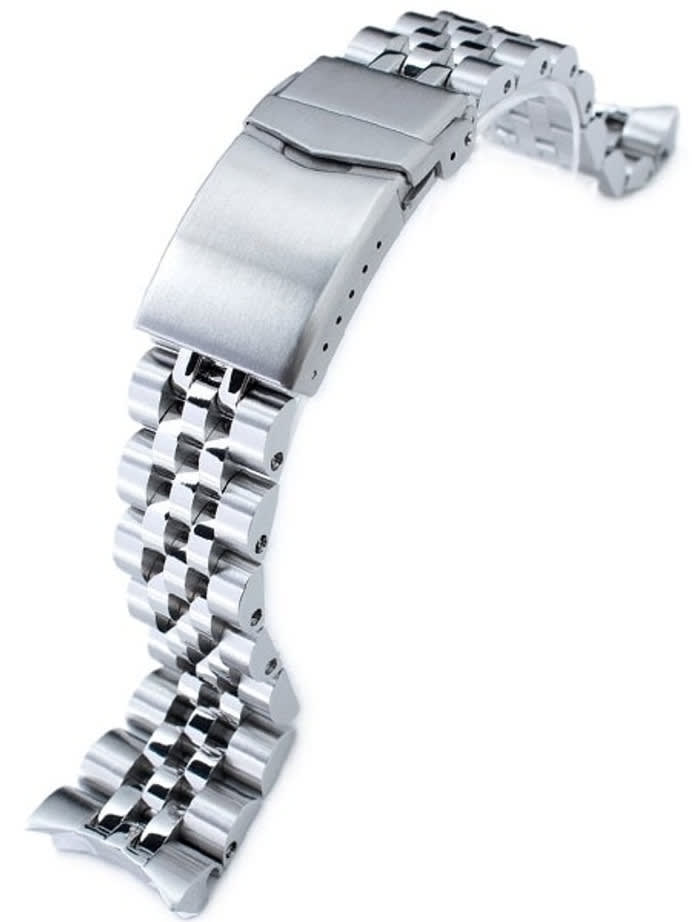 Strapcode 22mm ANGUS-J "Louis" 316L Stainless Steel Watch Bracelet for Seiko SKX007, V-Clasp #SS221820B059