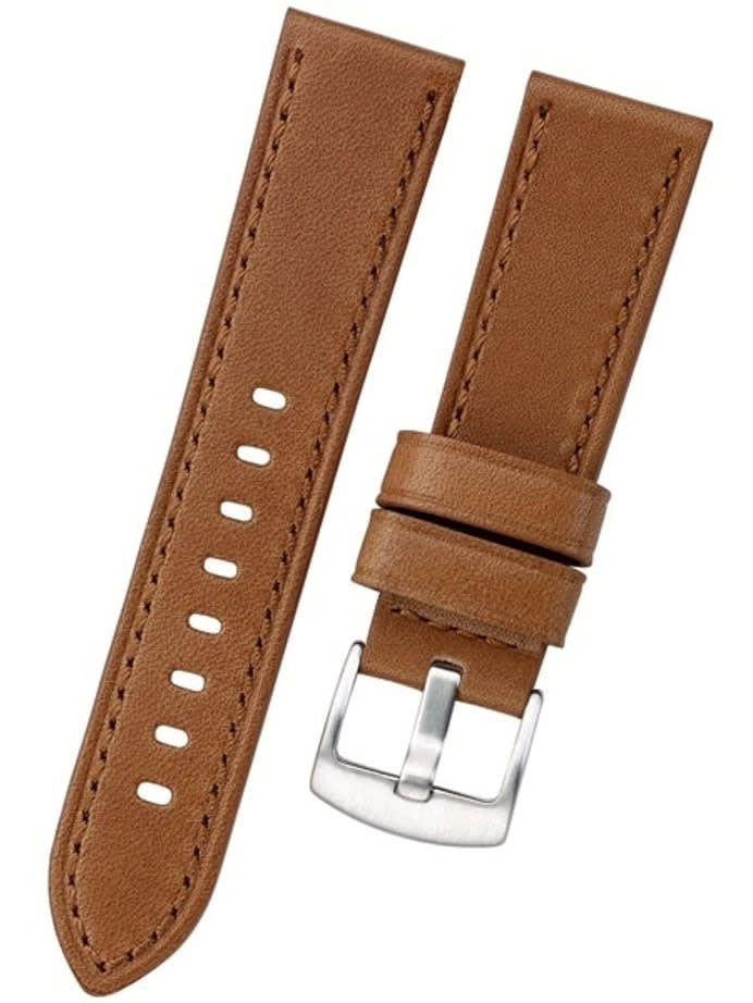 Horween Panerai-Style, Honey-Brown Calfskin Leather with Stainless Steel Buckle #INS-HORPAN03