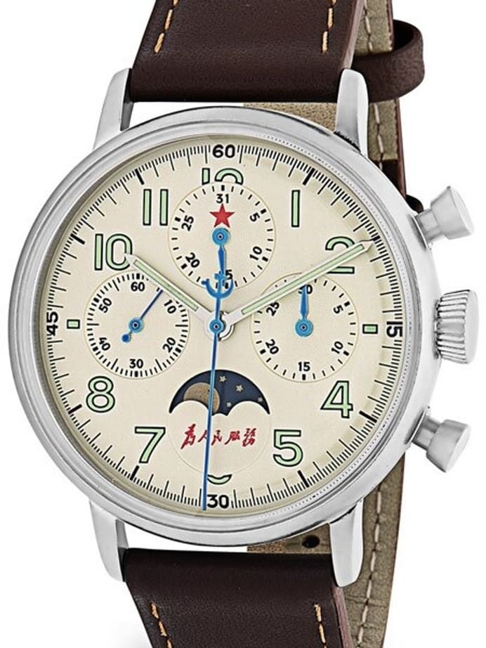 Red Star Hand Wind Mechanical Chronograph with Moonphase #7756G-D