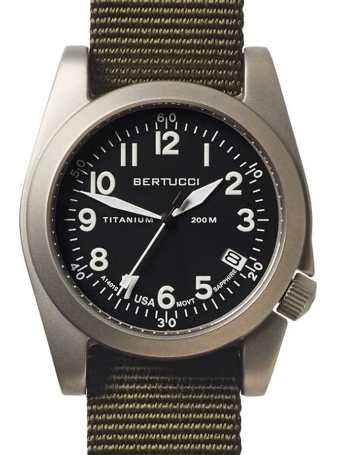 Bertucci  A-11T Americana Titanium Watch with Olive Nylon Strap #13331