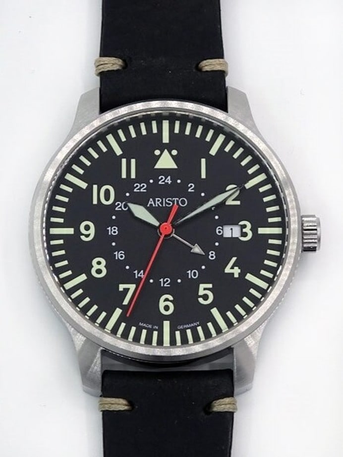 Aristo 3H80GMT 42mm Quartz Dual-Time GMT Pilot's Watch