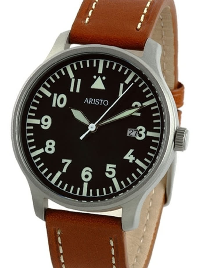 Aristo 3H84 Quartz Aviator Style Watch with Sandblasted Case
