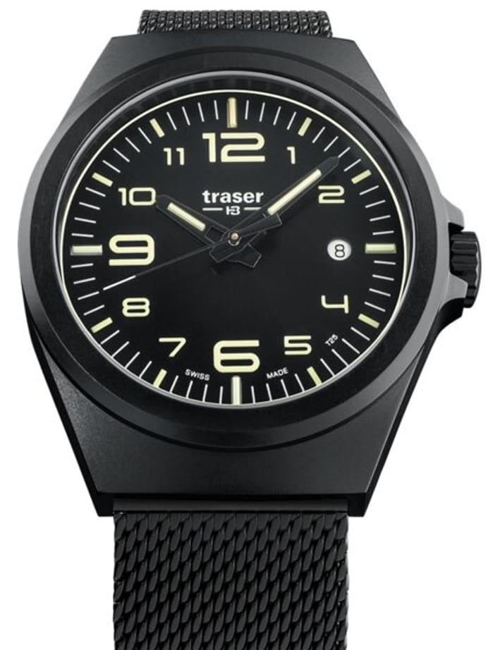 Traser P59 Essential M Black Dial Watch w/Trigalight + SuperLuminova #108206