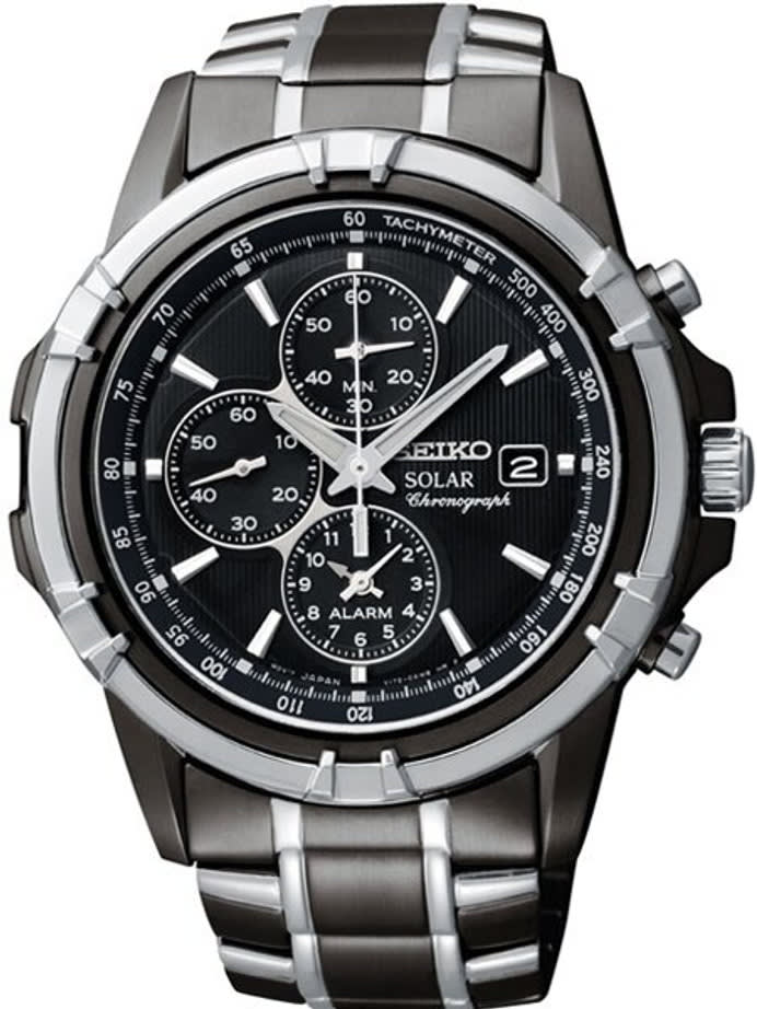 Seiko Essentials Solar IP Chronograph and Alarm with Black Dial #SSC143