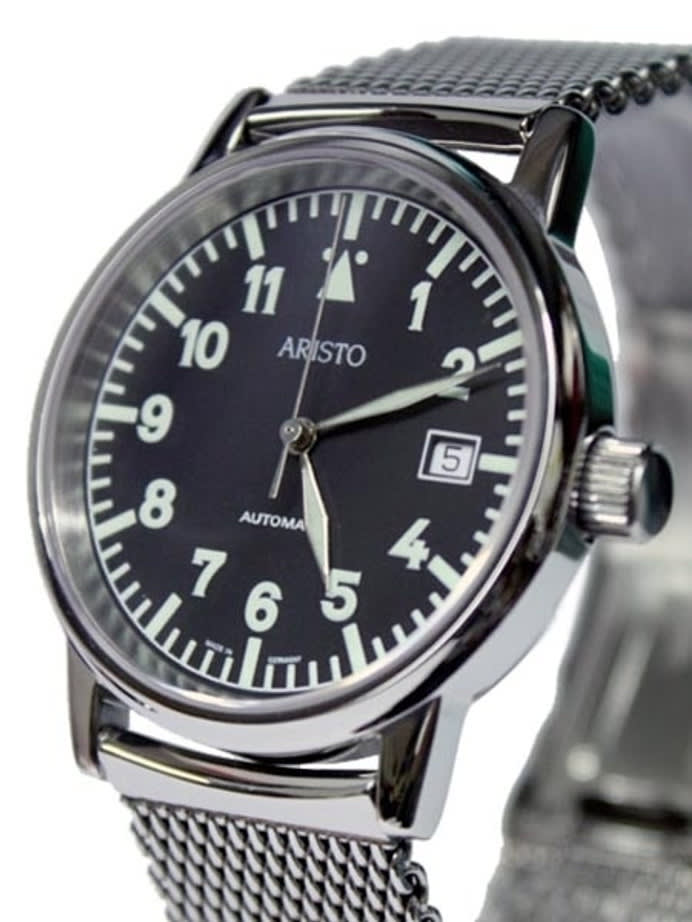 Aristo 4H11TU/4 Flight Watch with Mesh Bracelet and a Sapphire Crystal