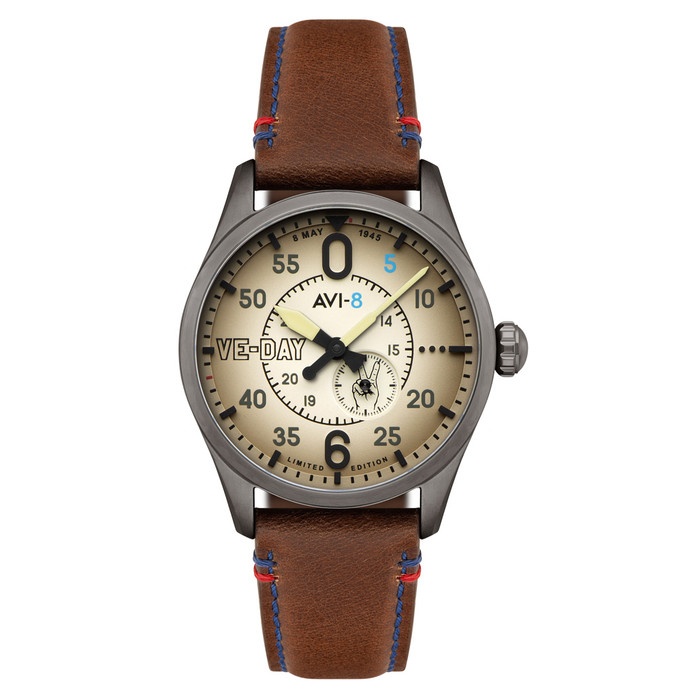 AVI-8 Spitfire Type 300 VE-Day 80th LE Valour Canvas Watch #AV-4073-02