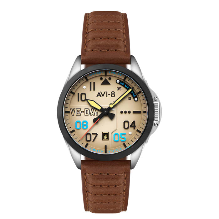AVI-8 P-51 Mustang Patriot VE-Day 80th LE Victory Cream Watch #AV-4082-04