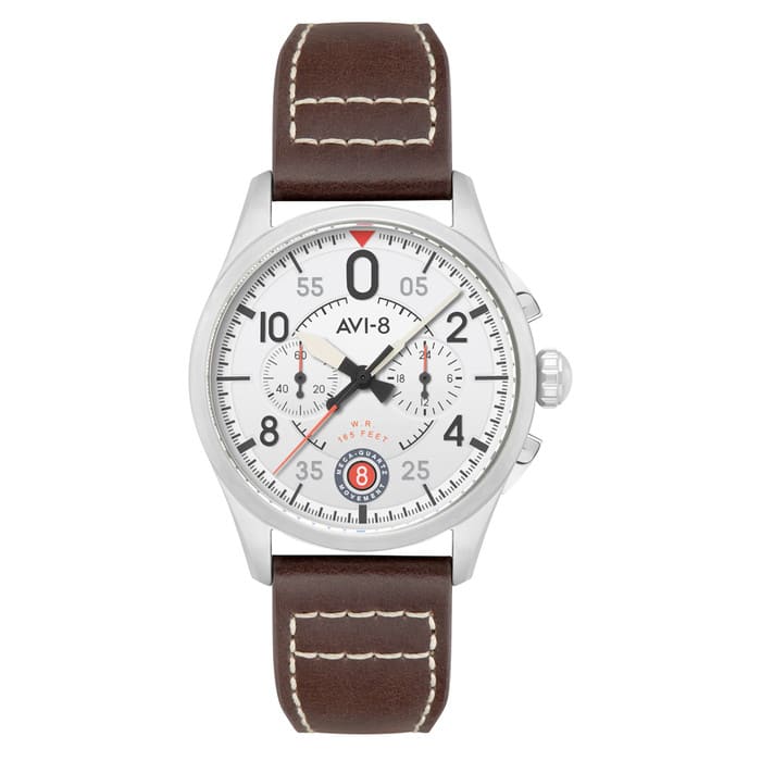 AVI-8 Spitfire Lock Chronograph with Aircraft White Dial #AV-4089-05