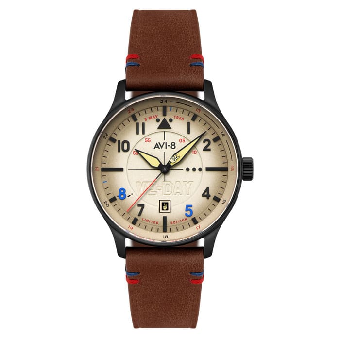 AVI-8 Hawker Hurricane VE-Day 80th LE Vanguard Beige Watch #AV-4094-06