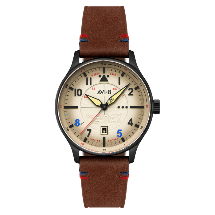 AVI-8 Hawker Hurricane VE-Day 80th LE Vanguard Beige Watch #AV-4094-06