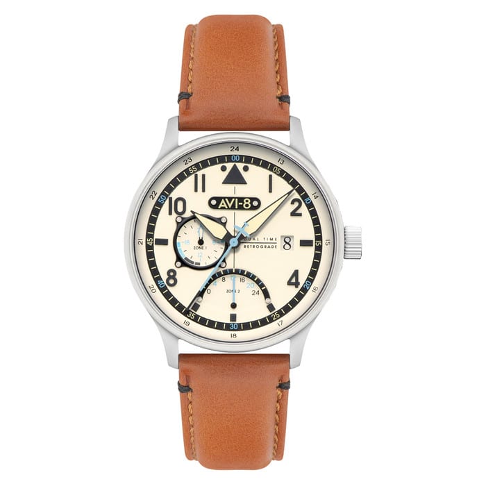 AVI-8 McKellar Dual Time Watch with Ivory Dial #AV-4101-0C