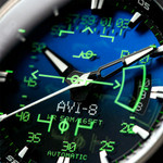 AVI-8 Hawker Harrier HUD Automatic with Gradient Blue Dial #AV-4117-01