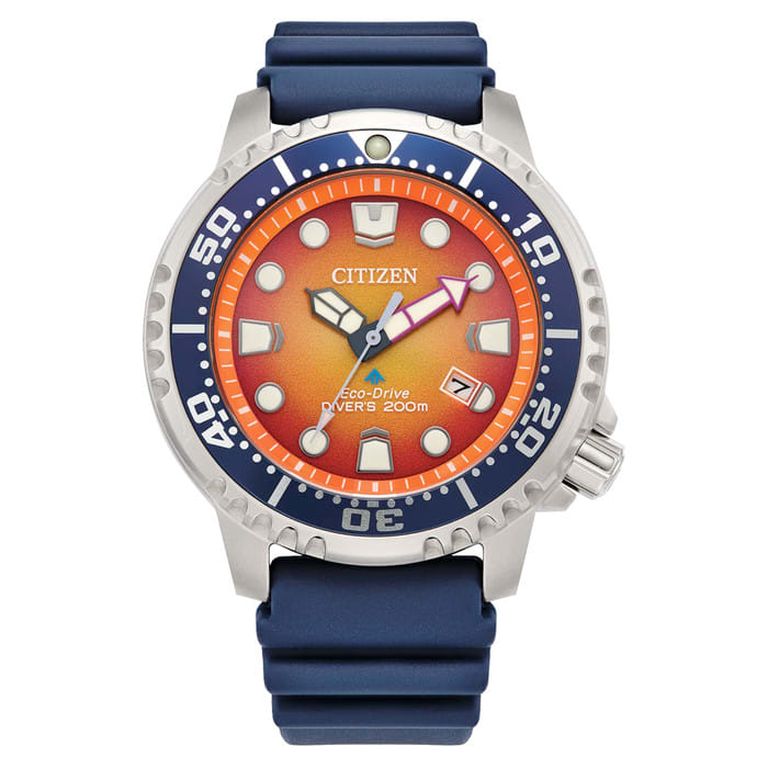 Citizen Eco-Drive Promaster Dive Watch with Orange Dial and Rubber Strap #BN0169-03X
