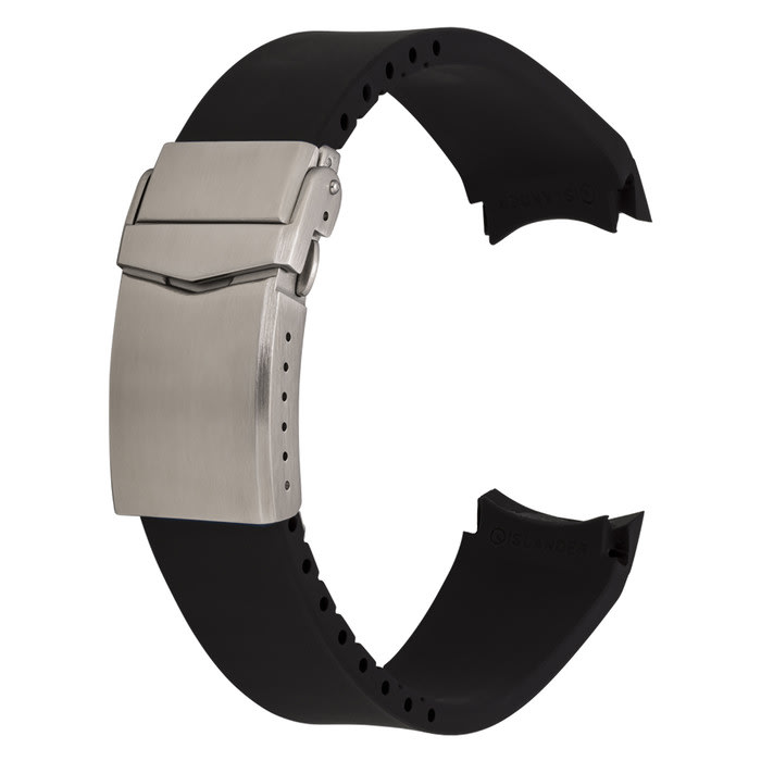 Islander 22mm Black FKM Rubber Strap with Curved Ends for Casio Duro #BRAC-103