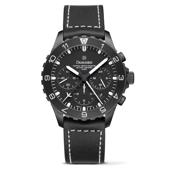Damasko Black 42mm Chronograph with a Stopwatch plus 12-hour Totalizer #DC86/2BK