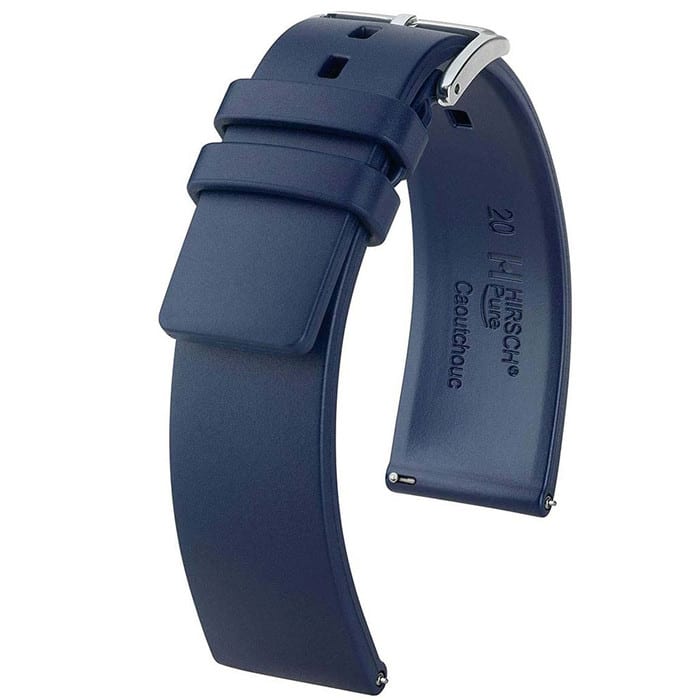 Hirsch Pure Blue Premium Caoutchouc Natural Rubber Watch Strap #405388-80