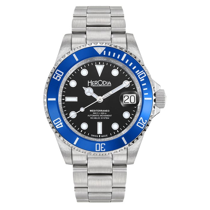 Herodia Mediterraneo Swiss Automatic Dive watch with Black Dial #HMEDSBLBK.AC