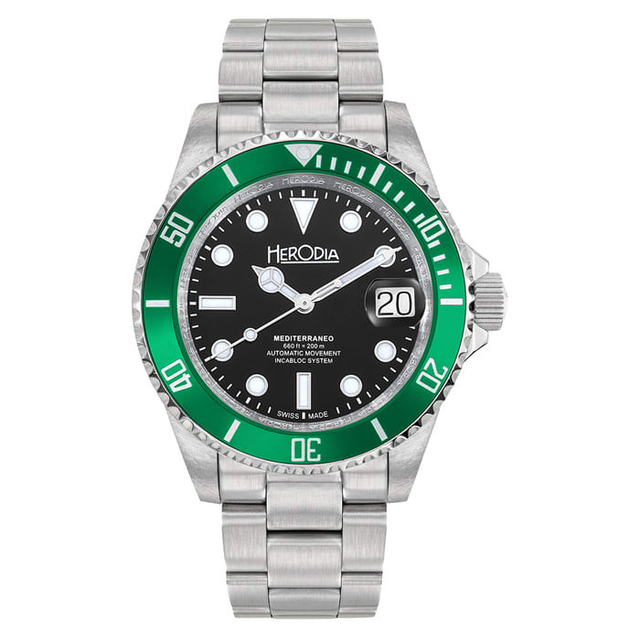 Herodia Mediterraneo Swiss Automatic Dive watch with Black Dial #HMEDSGRBK.AC