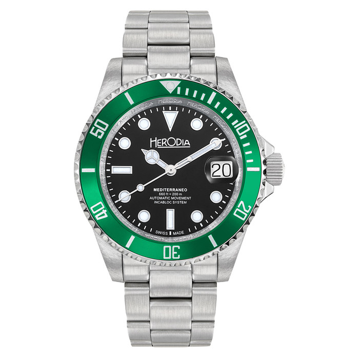 Herodia Mediterraneo Swiss Automatic Dive watch with Black Dial #HMEDSGRBK.AC