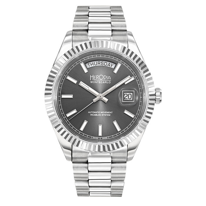 Herodia Monte Carlo Full Day Swiss Watch with Sunburst Anthracite Dial #HMONSDYG.AC