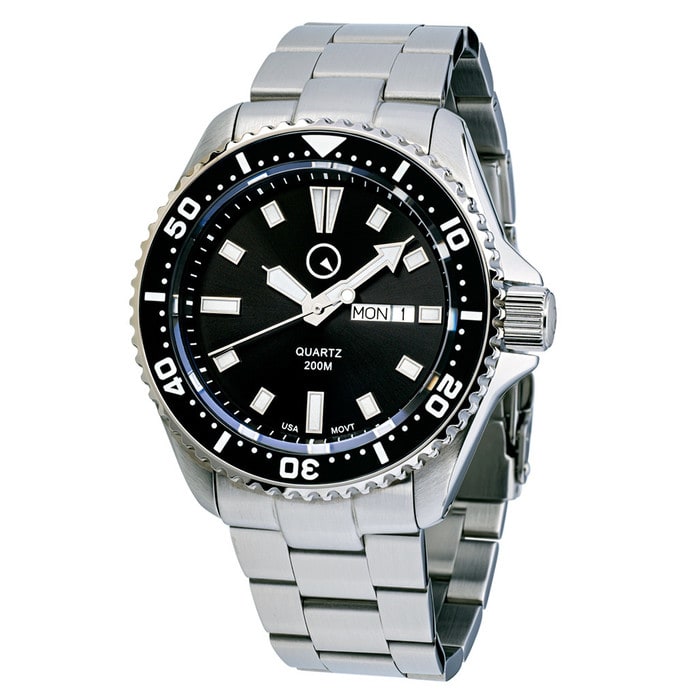 Scratch and Dent - Islander USA Assembled Ameriquartz Dive Watch with Black Dial #SND997
