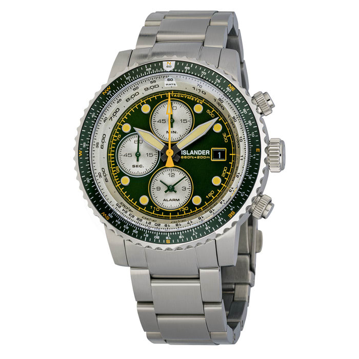 Islander Calverton Flight Chronograph Alarm Watch with Green Dial #ISL-285