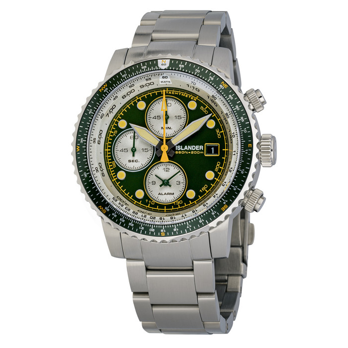 Islander Calverton Flight Chronograph Alarm Watch with Green Dial #ISL-285