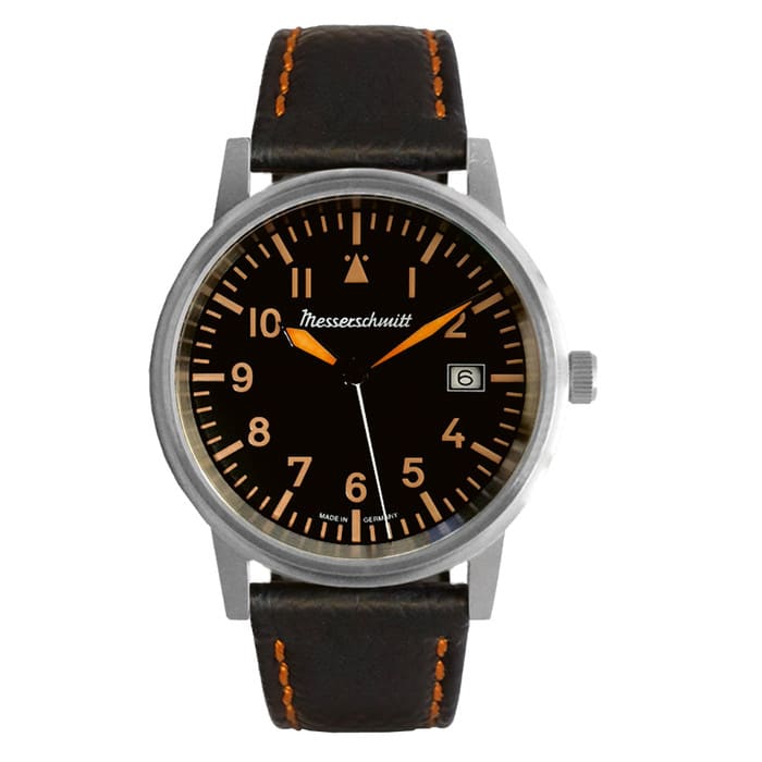 Messerschmitt 38.5mm Black and Orange Type-A Aviator Watch #ME-385OBL