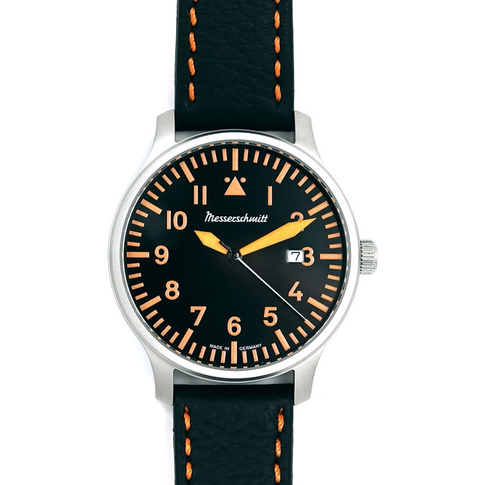 Messerschmitt 42mm Black and Orange Quartz Flieger #ME-42OBL