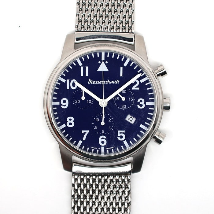 Messerschmitt Bauhaus Swiss Quartz Chronograph Watch on Mesh Bracelet #ME-4544P-M