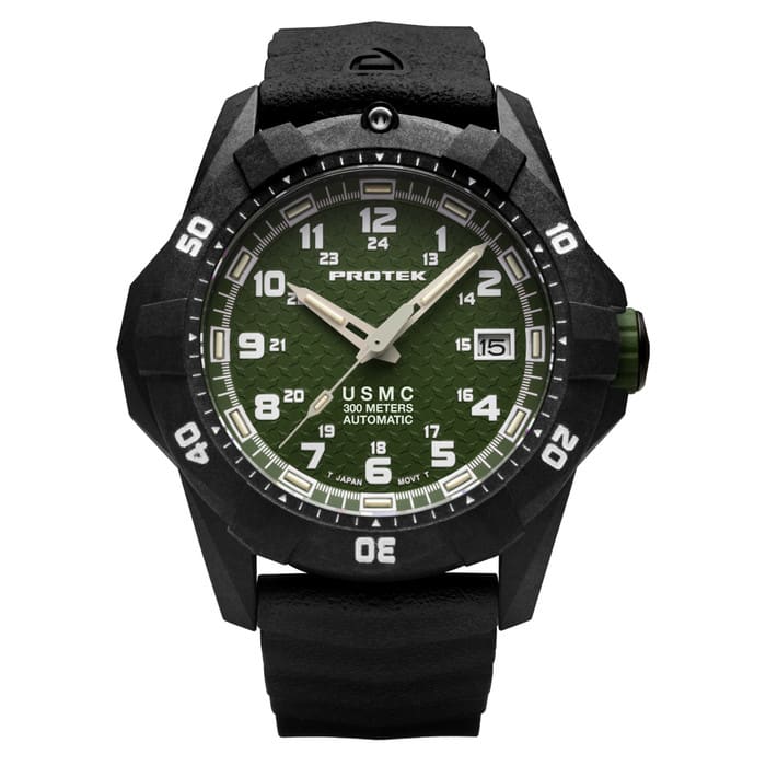 Protek USMC Automatic Tritium Dive Watch with Green Dial #PT1215