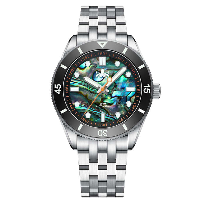 PHOIBOS Wave Master Automatic Dive Watch Abalone Shell No Date #PY053EN