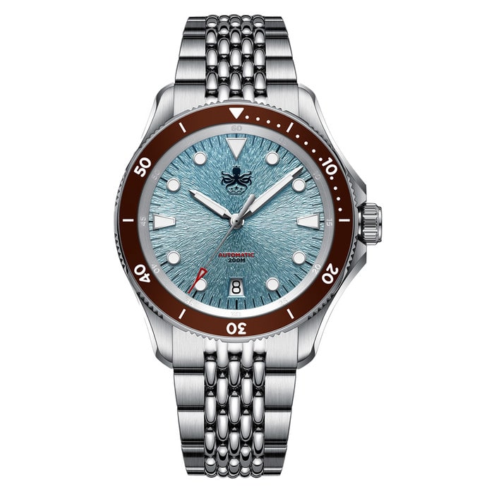 PHOIBOS Delphinus Automatic Dive Watch with Ice Blue Sunray Dial #PY055BD