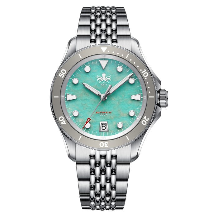 PHOIBOS Delphinus Automatic Dive Watch with Natural Amazonite Stone Dial #PY055JD