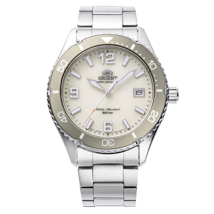 Orient Solar Quartz Diver Watch with Ivory Sunburst Dial #RA-WJ0003S10B