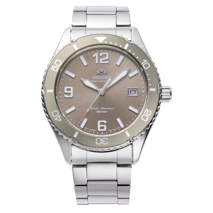 Orient Solar Quartz Diver Watch with Brown Sunburst Dial #RA-WJ0004Y10B