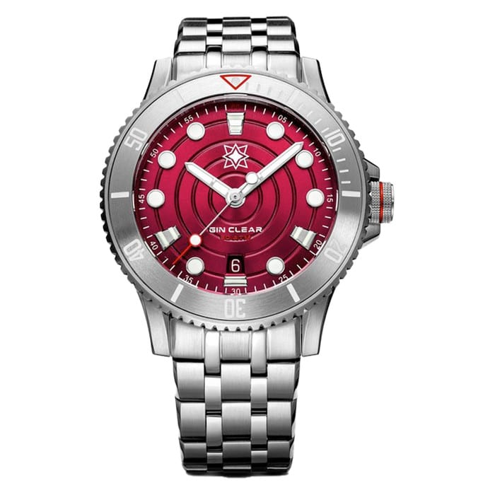Second Hour Gin Clear Mk2 Ripple Watch with Red Dial #SEC-HOU-05