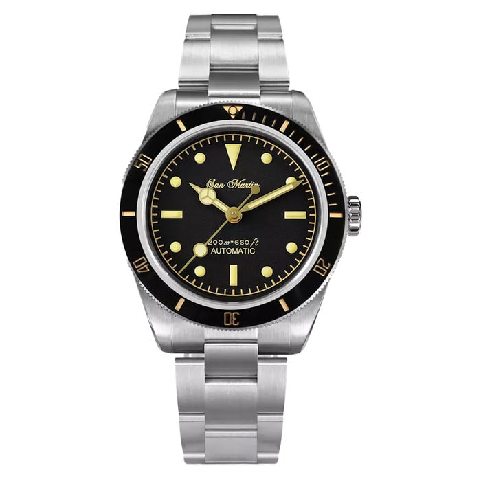 San Martin Automatic Watch with Black and Gilt Dial #SN004-A