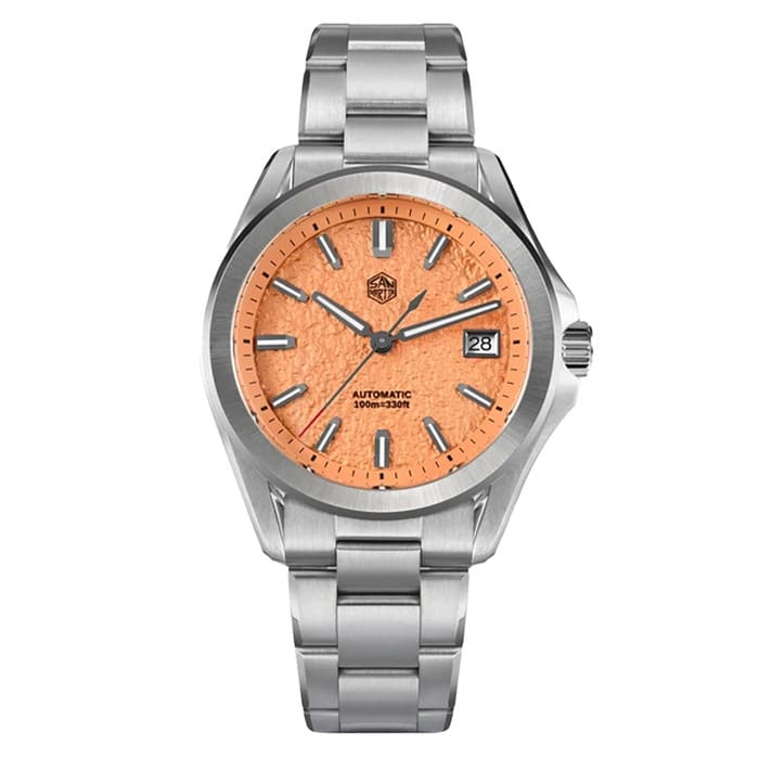 San Martin 39mm Automatic Watch with Salmon Sand Dial #SN0129-E