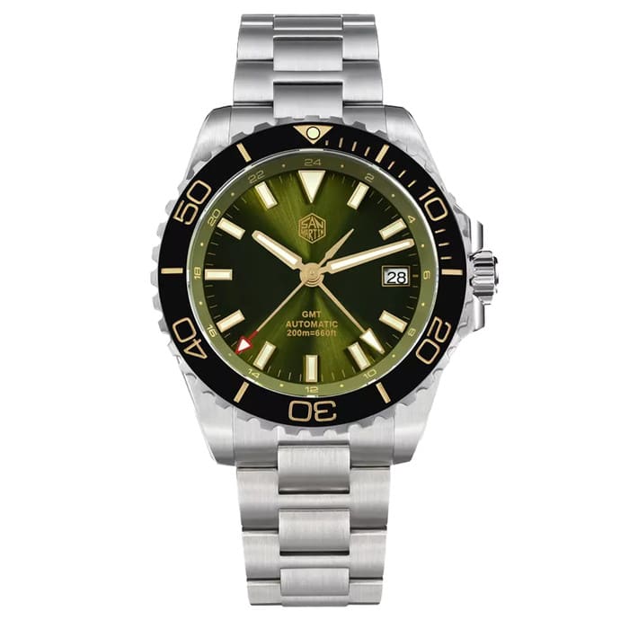 San Martin 39mm Automatic GMT Dive Watch with Green Dial #SN0136-A