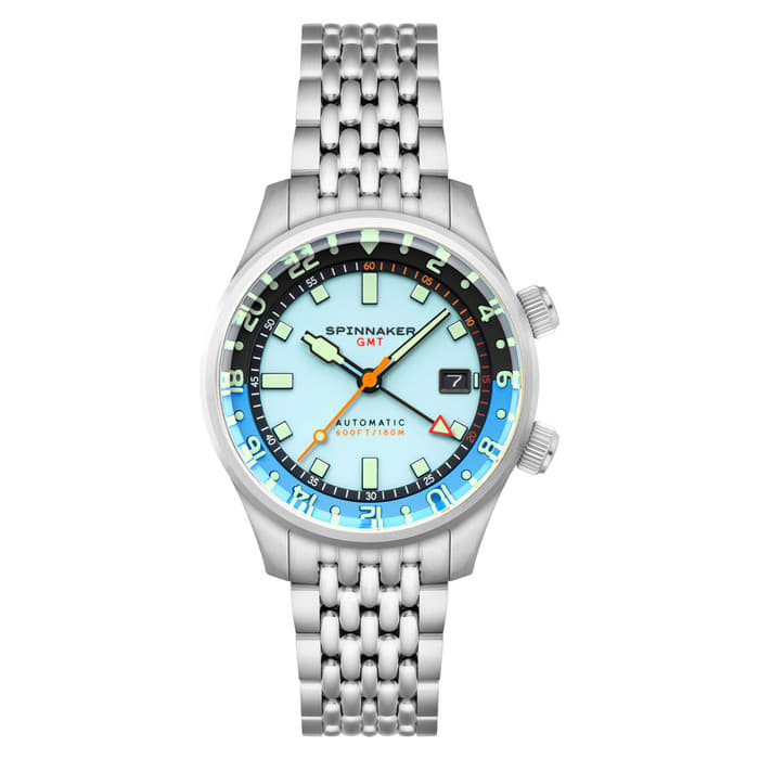 Spinnaker Bradner GMT Automatic watch with Mystic Aquamarine Blue Dial #SP-5121-CC