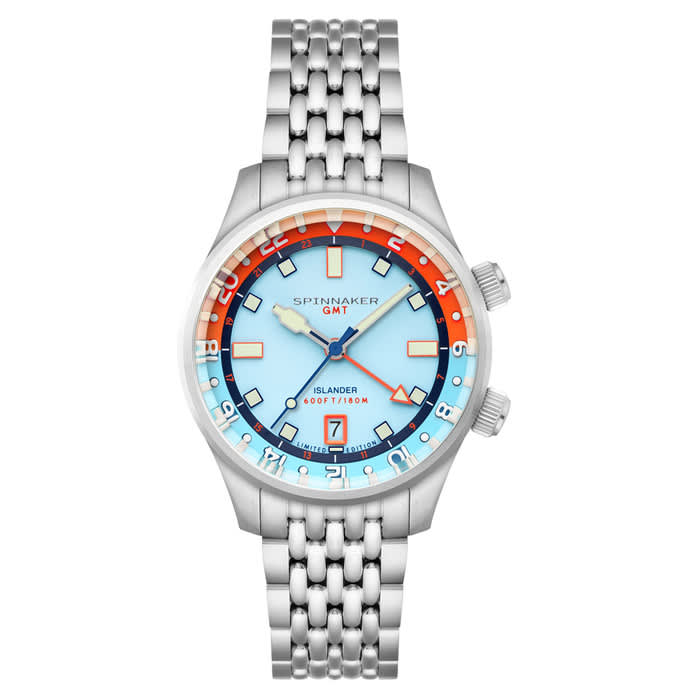 Spinnaker x Islander Bradner GMT Automatic Watch with Blue and Orange Dial #SP-5150-LIW44