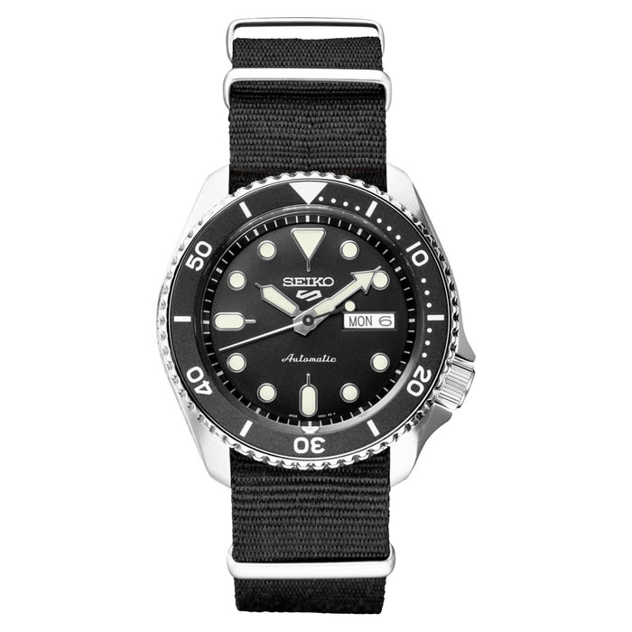 Seiko 5 Sports 24-Jewel Automatic Watch with Black Dial  #SRPD89