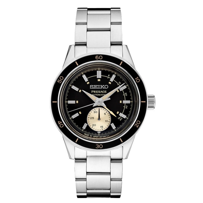 Seiko Presage 60's Style Automatic Dress Watch with Power Reserve Meter and Dark Grey Dial #SSA449