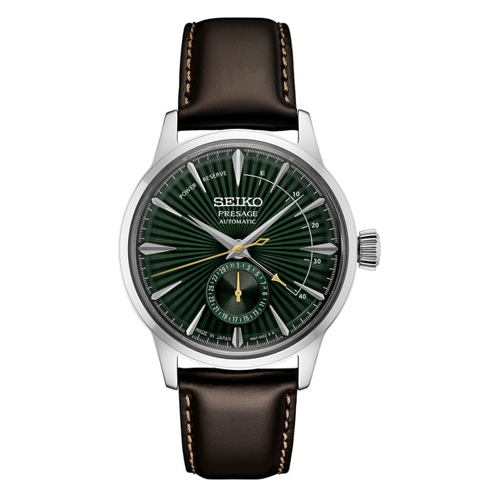Seiko Presage "Cocktail Time" Power Reserve Green Dial Dress Watch #SSA459