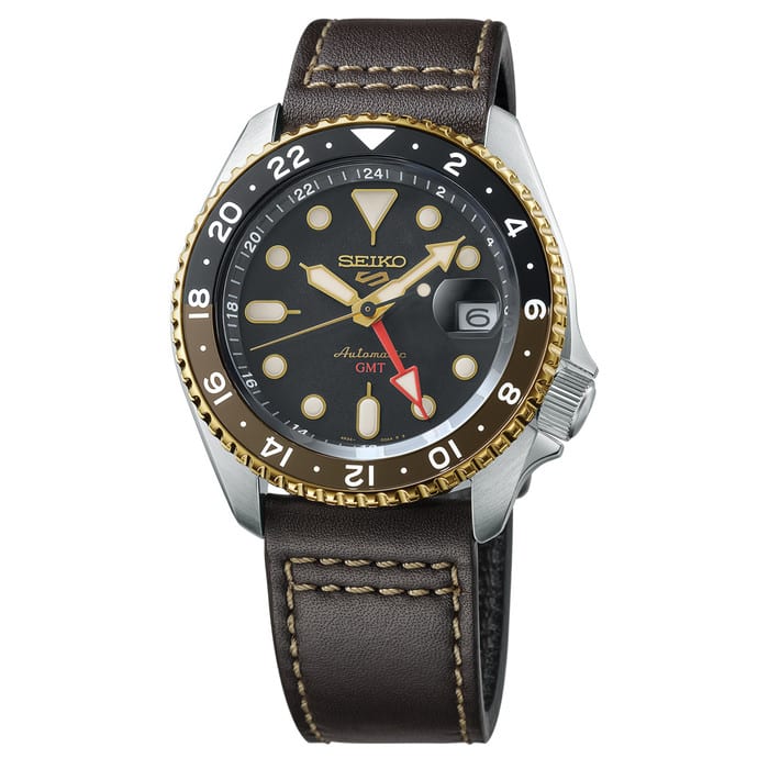 Seiko 5 Sports Automatic GMT Watch with Brown Dial #SSK036