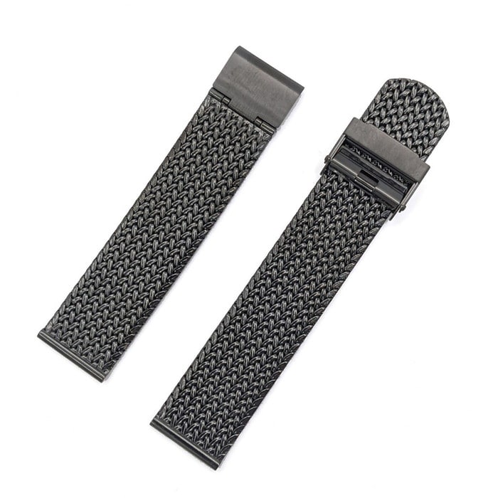 Staib 20mm Polonaise IP Black Stainless Steel Mesh Bracelet, Straight End #ST-BK-2910-20818SBL