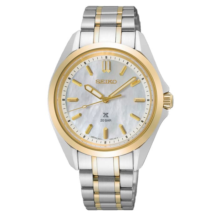 Seiko Prospex Ladies Two-Tone Mother of Pearl Automatic Dive Watch #SUR608